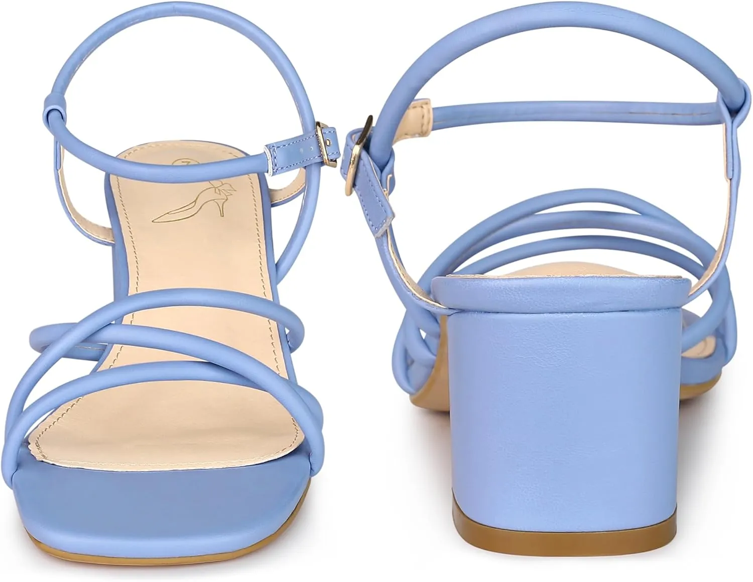 Perphy Strappy Heels Square Toe Slingback Chunky Heel Sandals for Women