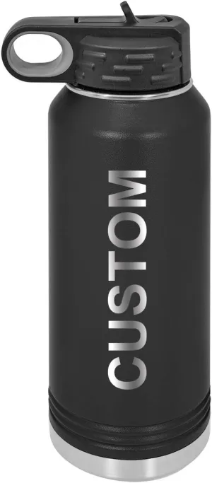 Personalized Add Your Name 32-Ounce Double Wall Insulated Stainless Steel Custom Sports Water Bottle with Flip Top Lid, Straw - Customizable