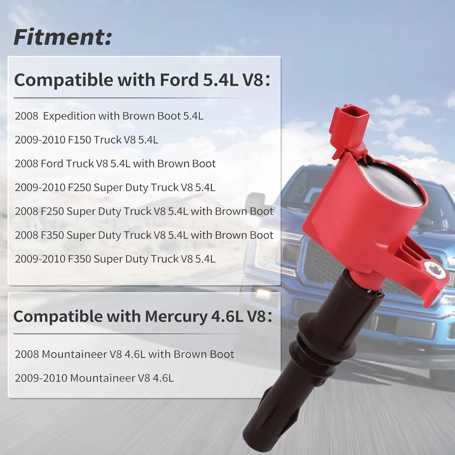 Pindex 8 Pack DG521 Ignition Coil Compatible with Ford V8 4.6L 5.4L 2008 2009 2010 F150 F250 F350 Super Duty Expedition Explorer Mustang Lincoln Navigator Mercury Mountaineer FD509 5C1716 E509 C1659