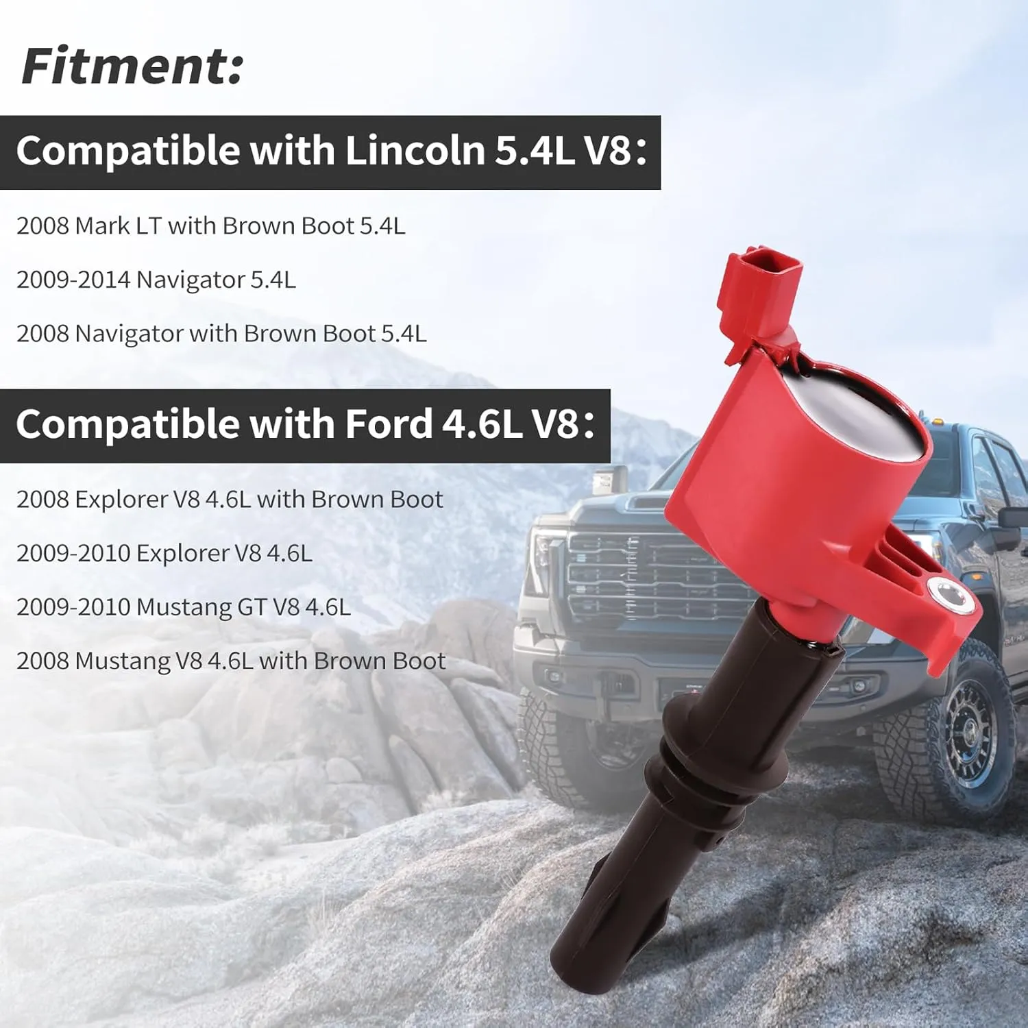 Pindex 8 Pack DG521 Ignition Coil Compatible with Ford V8 4.6L 5.4L 2008 2009 2010 F150 F250 F350 Super Duty Expedition Explorer Mustang Lincoln Navigator Mercury Mountaineer FD509 5C1716 E509 C1659