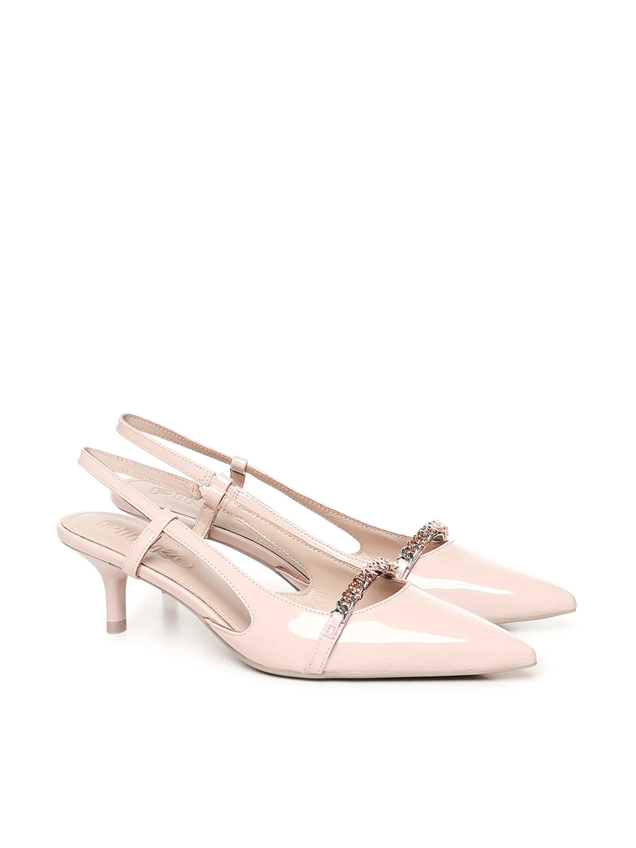 Pinko Gloria naken slingback -pumpar med kedja