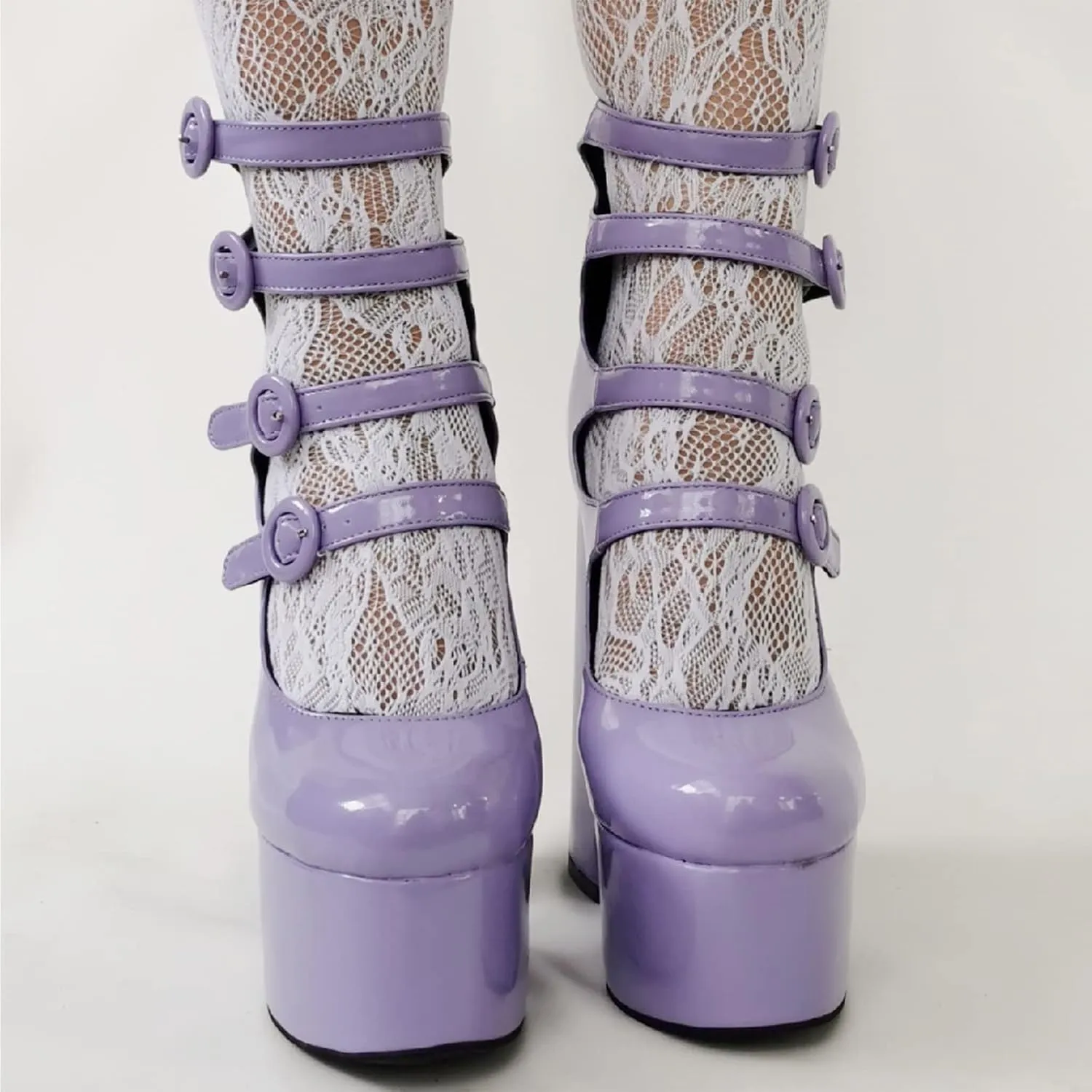 Platform Chunky Heels for Women Sexy Strappy Lace Up Platform Pumps