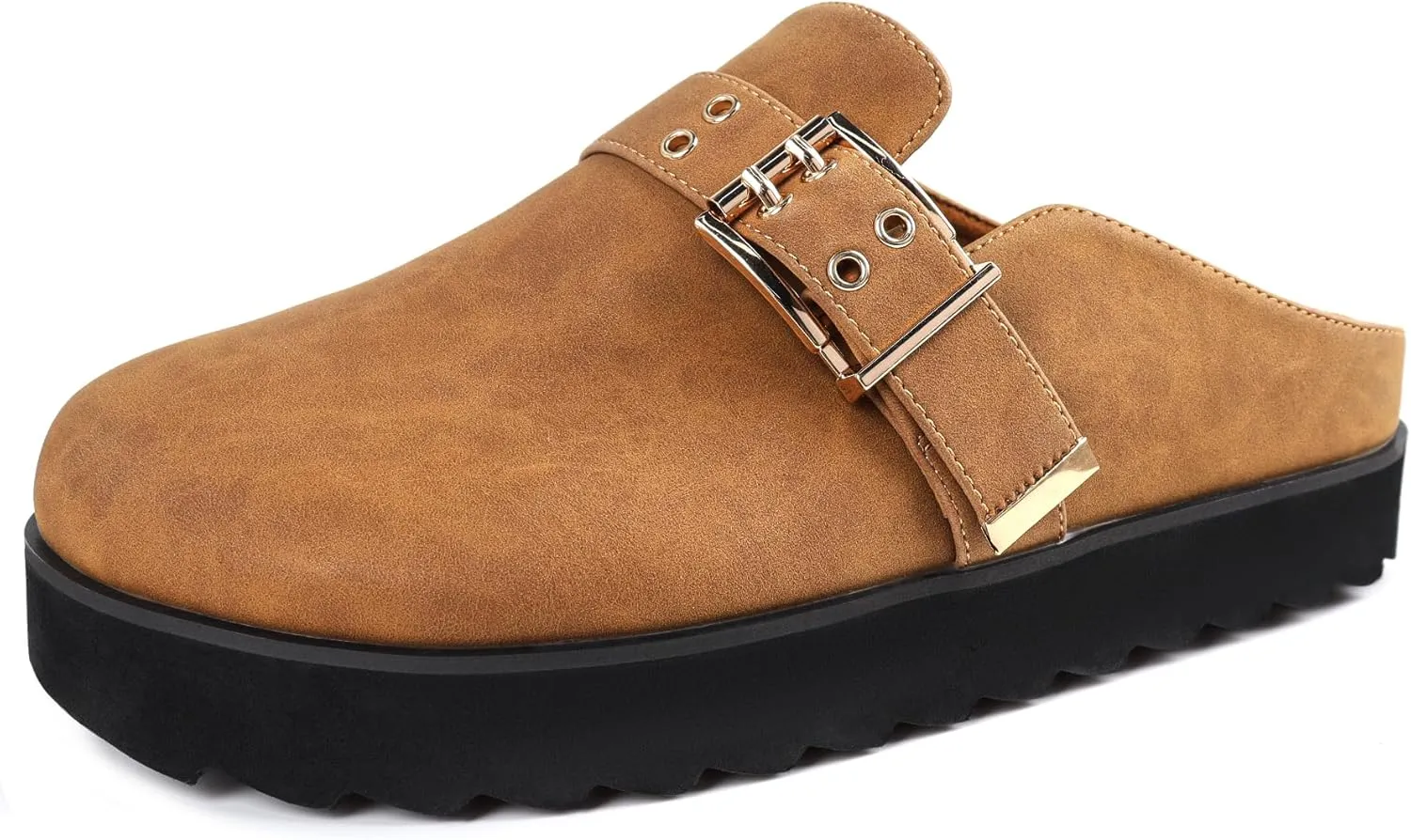 Platform Clogs for Women Footbed Sandals Comfort Platform with Arch Support Adjustable Buckle Slip On Clogs