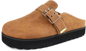 Platform Clogs for Women Footbed Sandals Comfort Platform with Arch Support Adjustable Buckle Slip On Clogs