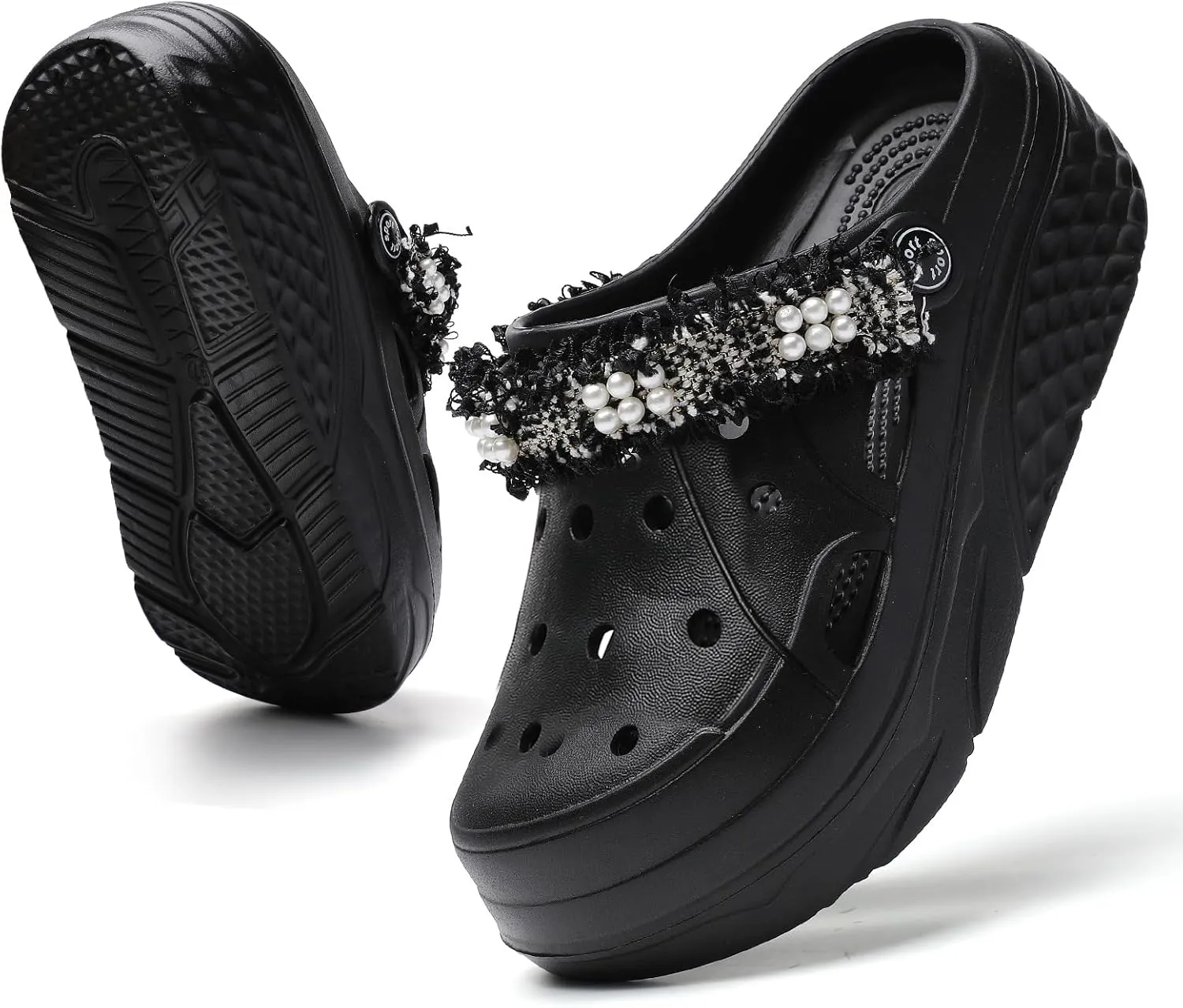 Platform Clogs for Women Summer Garden: 2.4” Chunky Heel - Waterproof Beach Sandals Slippers