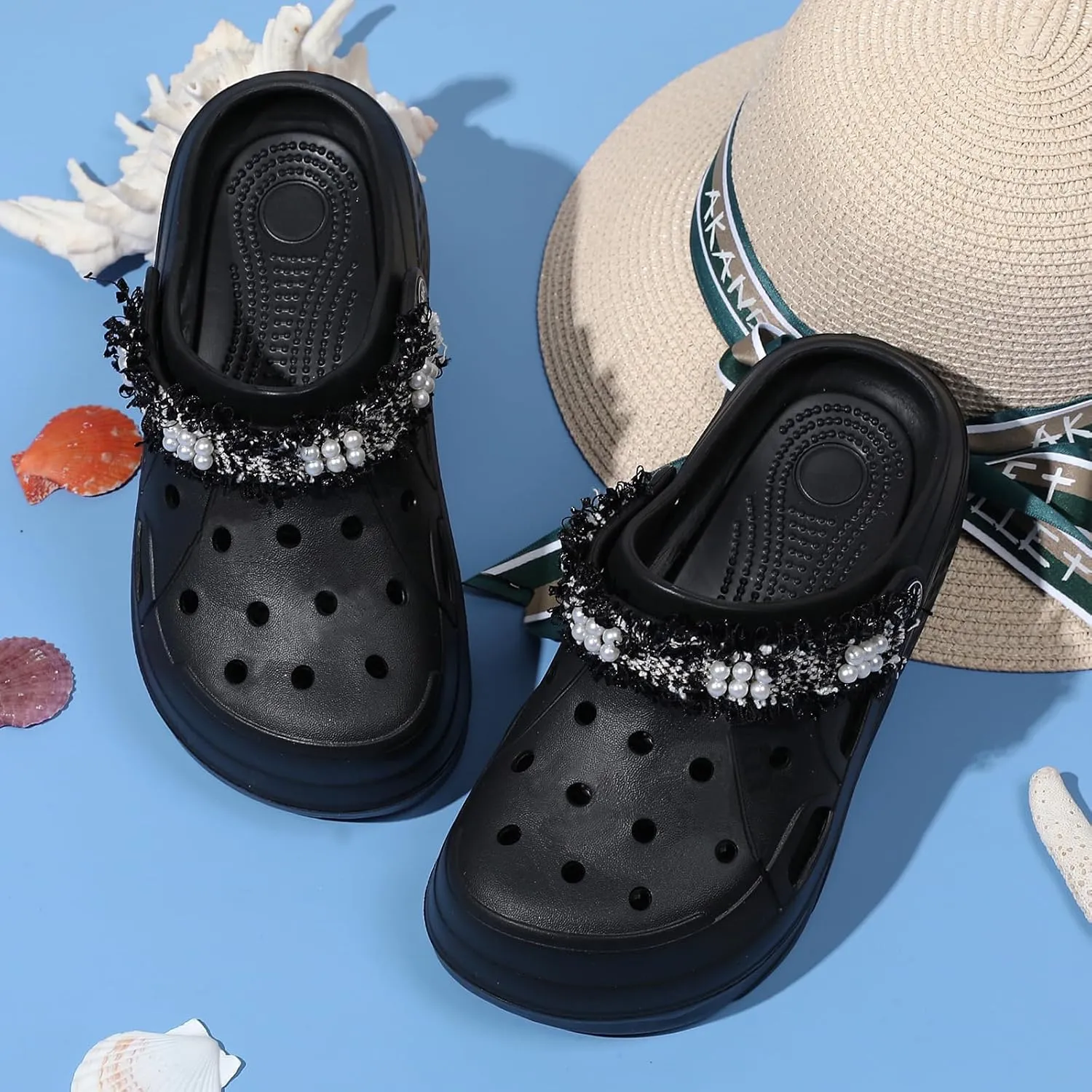 Platform Clogs for Women Summer Garden: 2.4” Chunky Heel - Waterproof Beach Sandals Slippers