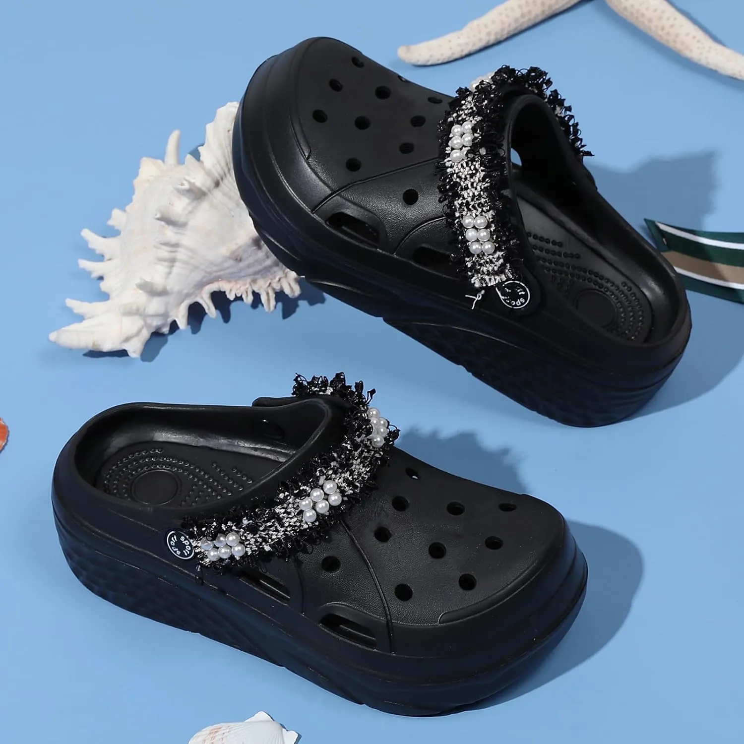 Platform Clogs for Women Summer Garden: 2.4” Chunky Heel - Waterproof Beach Sandals Slippers