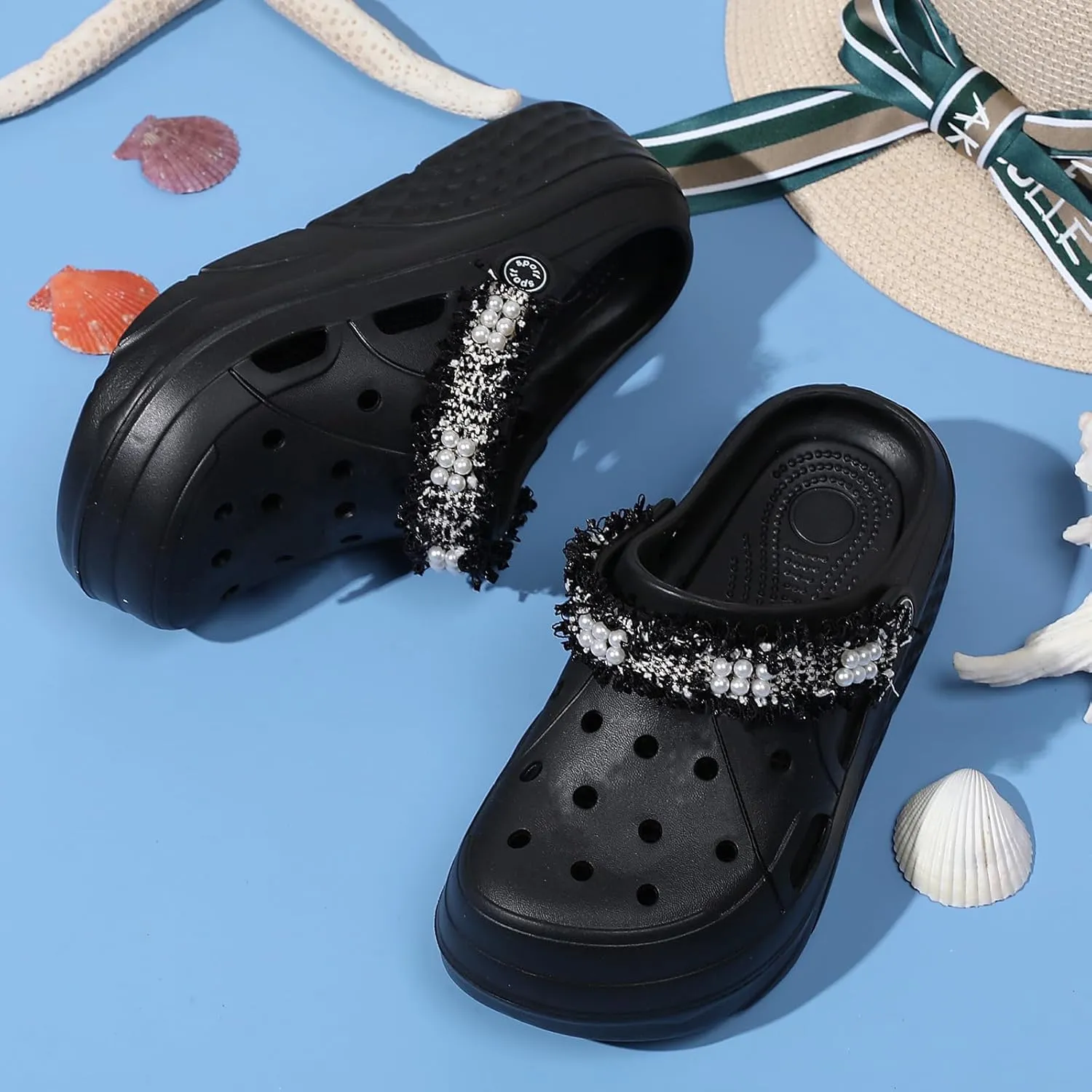 Platform Clogs for Women Summer Garden: 2.4” Chunky Heel - Waterproof Beach Sandals Slippers
