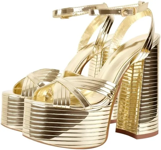 Platform Heels for Women Ankle Strap Chunky High Heel Sandals
