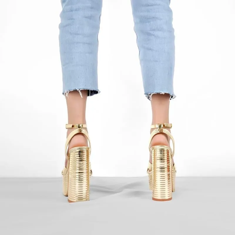 Platform Heels for Women Ankle Strap Chunky High Heel Sandals