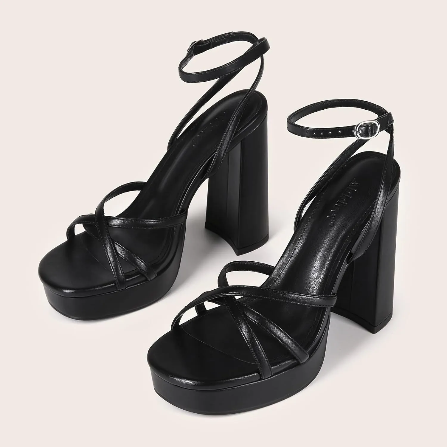 Platform Heels for Women Strappy Block Chunky High Heels Open Toe Ankle Strap Sandals Fashion Lace Up Wedding Party Evening Prom Dance Dress Shoes