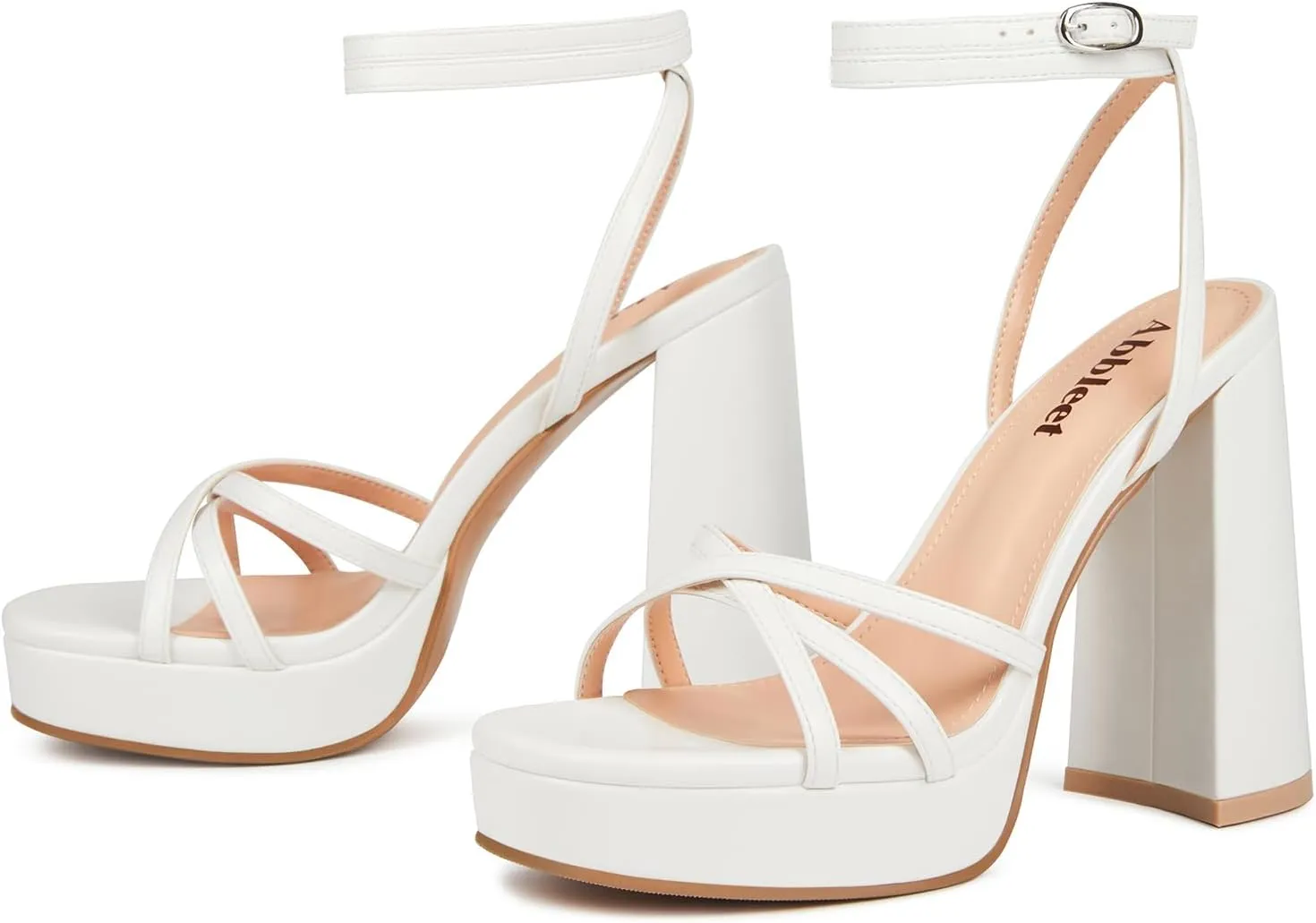 Platform Heels for Women Strappy Block Chunky High Heels Open Toe Ankle Strap Sandals Fashion Lace Up Wedding Party Evening Prom Dance Dress Shoes
