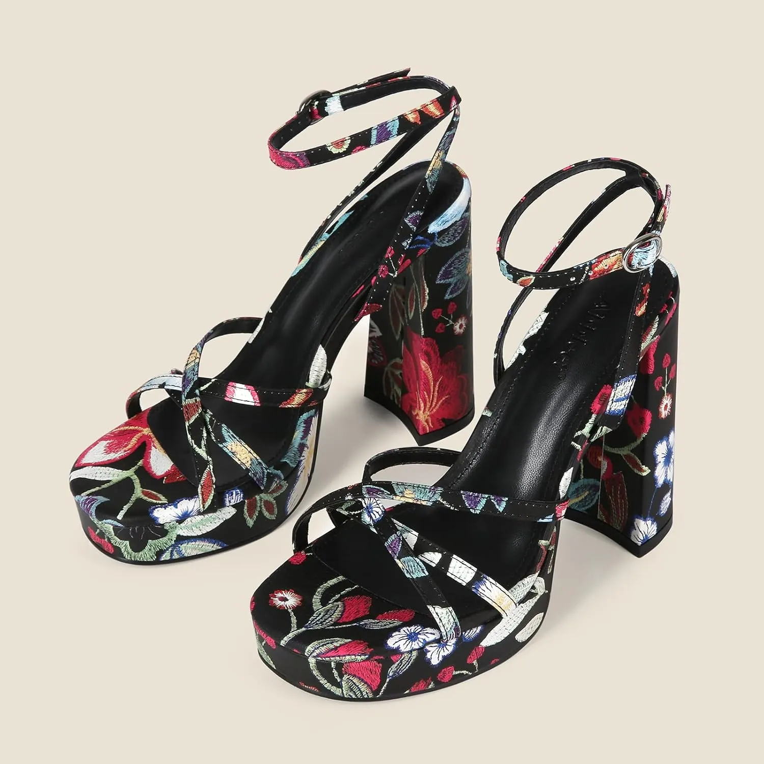 Platform Heels for Women Strappy Block Chunky High Heels Open Toe Ankle Strap Sandals Fashion Lace Up Wedding Party Evening Prom Dance Dress Shoes
