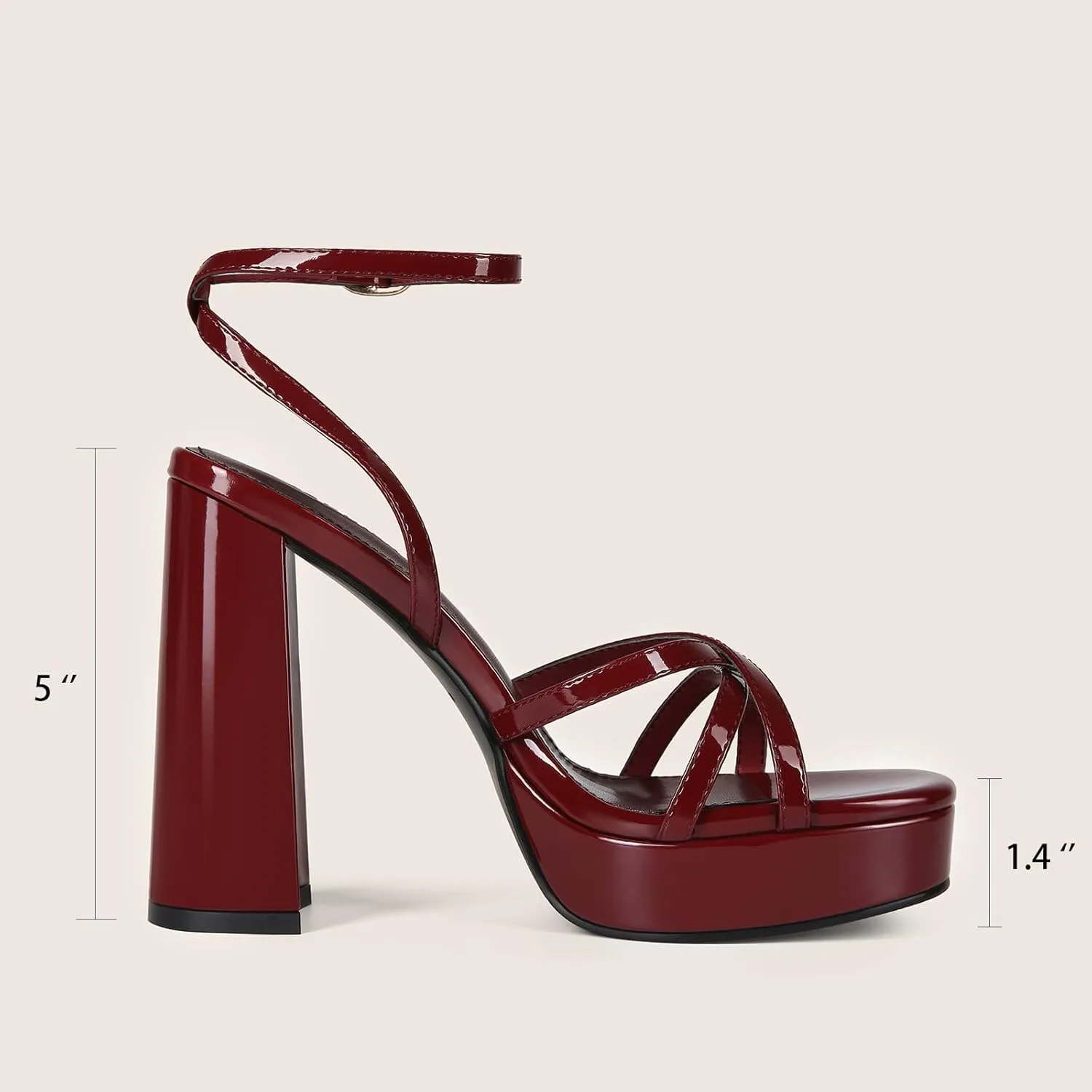Platform Heels for Women Strappy Block Chunky High Heels Open Toe Ankle Strap Sandals Fashion Lace Up Wedding Party Evening Prom Dance Dress Shoes