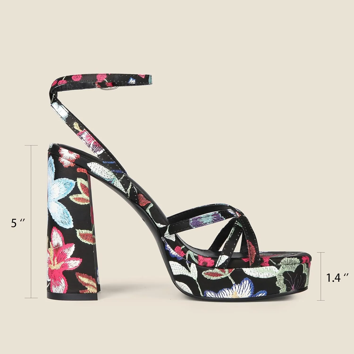 Platform Heels for Women Strappy Block Chunky High Heels Open Toe Ankle Strap Sandals Fashion Lace Up Wedding Party Evening Prom Dance Dress Shoes