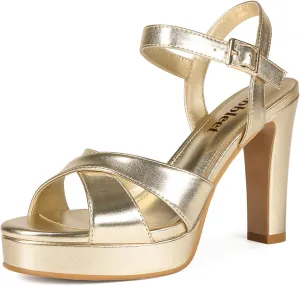 Platform High Heels for Women Strappy Chunky Heels Sandals for Women Open Toe Block Heeled Sandals with Ankle Strap Summer Dress Shoes