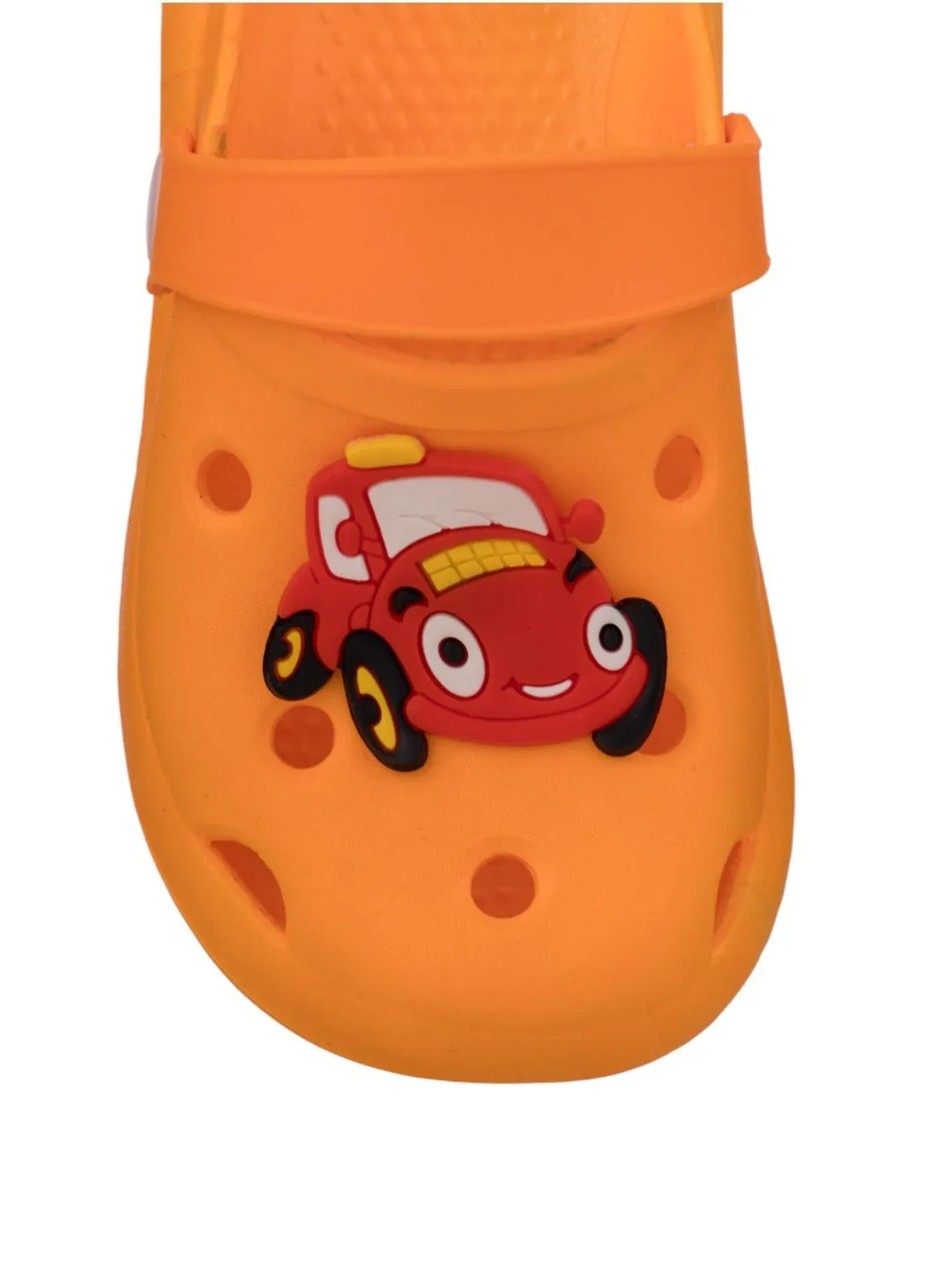 Playful Racing Car Design Clogs for Boys- Orange