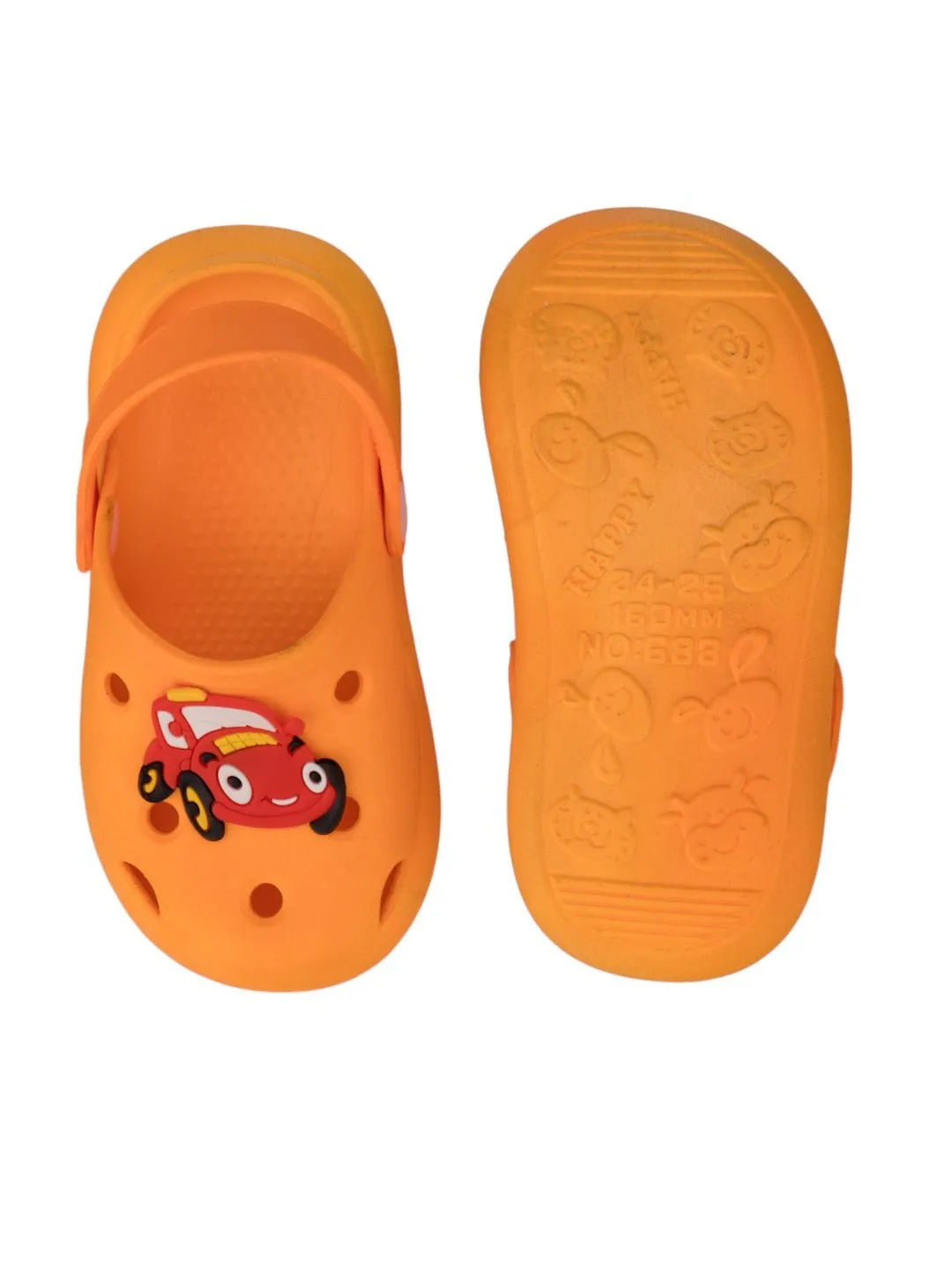 Playful Racing Car Design Clogs for Boys- Orange