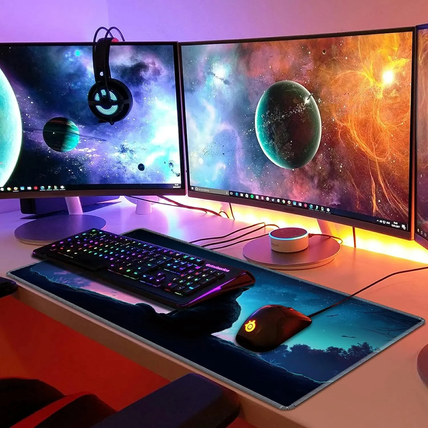Playmat for MTG, 24 x 14 inches Game Play Mat for MTG TCG and Other Card Games, Trading Card Game Play Mat Desk Mats with Stitched Edges Non-Slip Base, Fantasy Cat