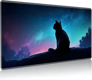 Playmat for MTG, 24 x 14 inches Game Play Mat for MTG TCG and Other Card Games, Trading Card Game Play Mat Desk Mats with Stitched Edges Non-Slip Base, Fantasy Cat