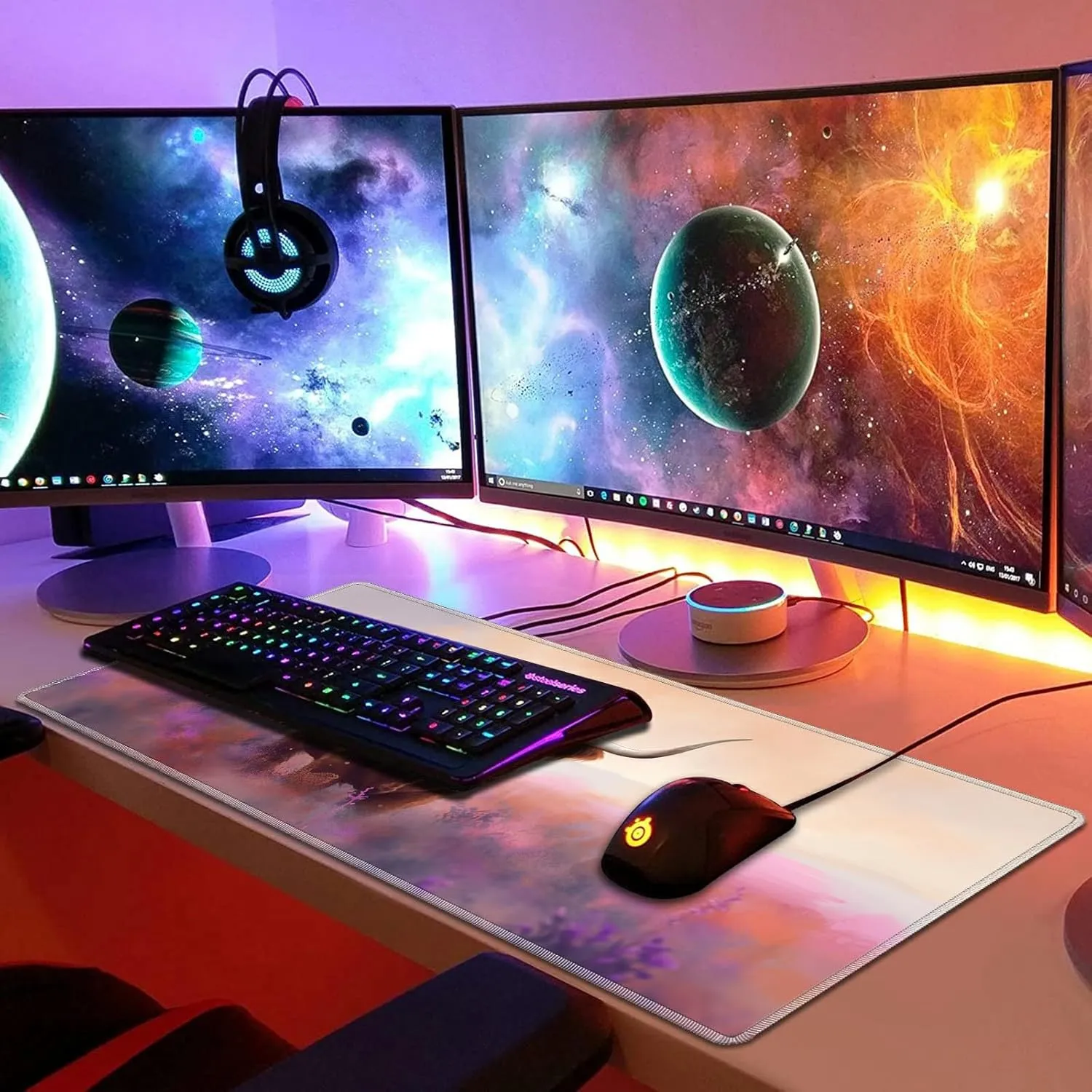 Playmat for MTG, 24 x 14 inches Game Play Mat for MTG TCG and Other Card Games, Trading Card Game Play Mat Desk Mats with Stitched Edges Non-Slip Base, Watercolor Painting Cow