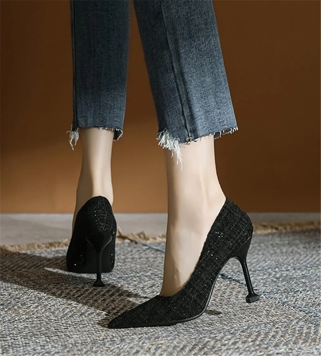 Pointed Fine Heel Mesh Bare Plate High Heels Female Commuter Female 5cm/1.97in High Heels