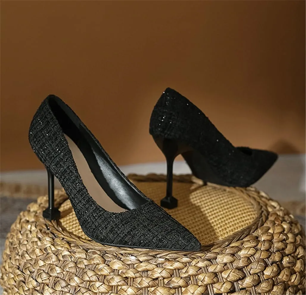 Pointed Fine Heel Mesh Bare Plate High Heels Female Commuter Female 5cm/1.97in High Heels