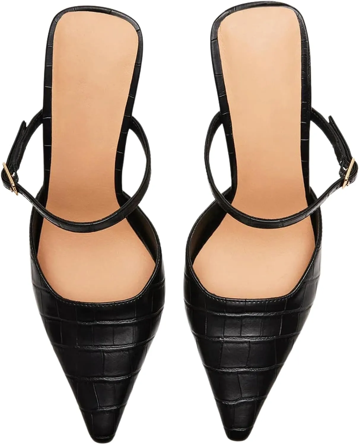 Pointy Toe Heels for Women with Stone Pattern Kitten Heel Pumps with Strap Slip on Elegant Fashionable Design Perfect for Party and Date