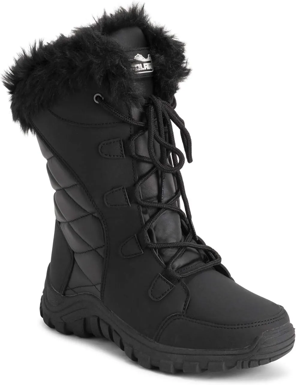 POLAR Womens Quilted Faux Fur Cuff Winter Duck Rubber Sole Durable Snow Rain Outdoor Boots