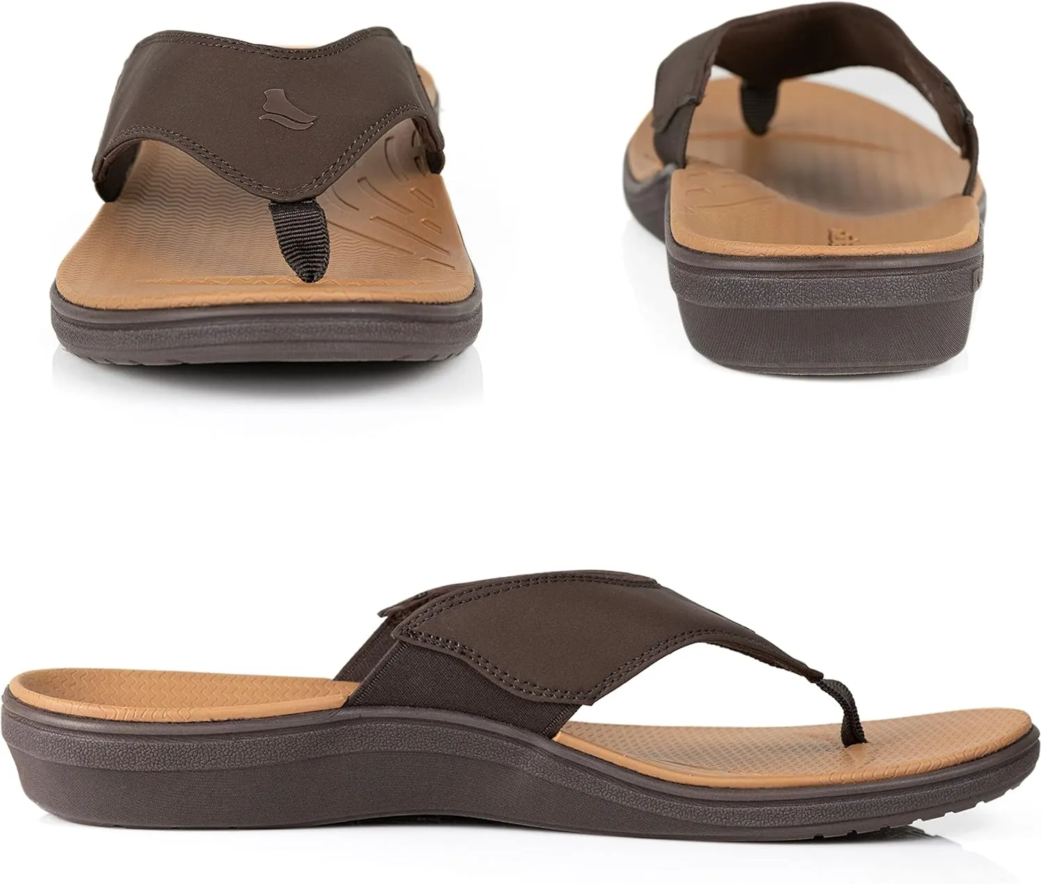 PowerStep Men's Arch Support Orthotic Flip Flop Sandals with Shock Absorbing Sole, Lightweight Non-Slip Tread