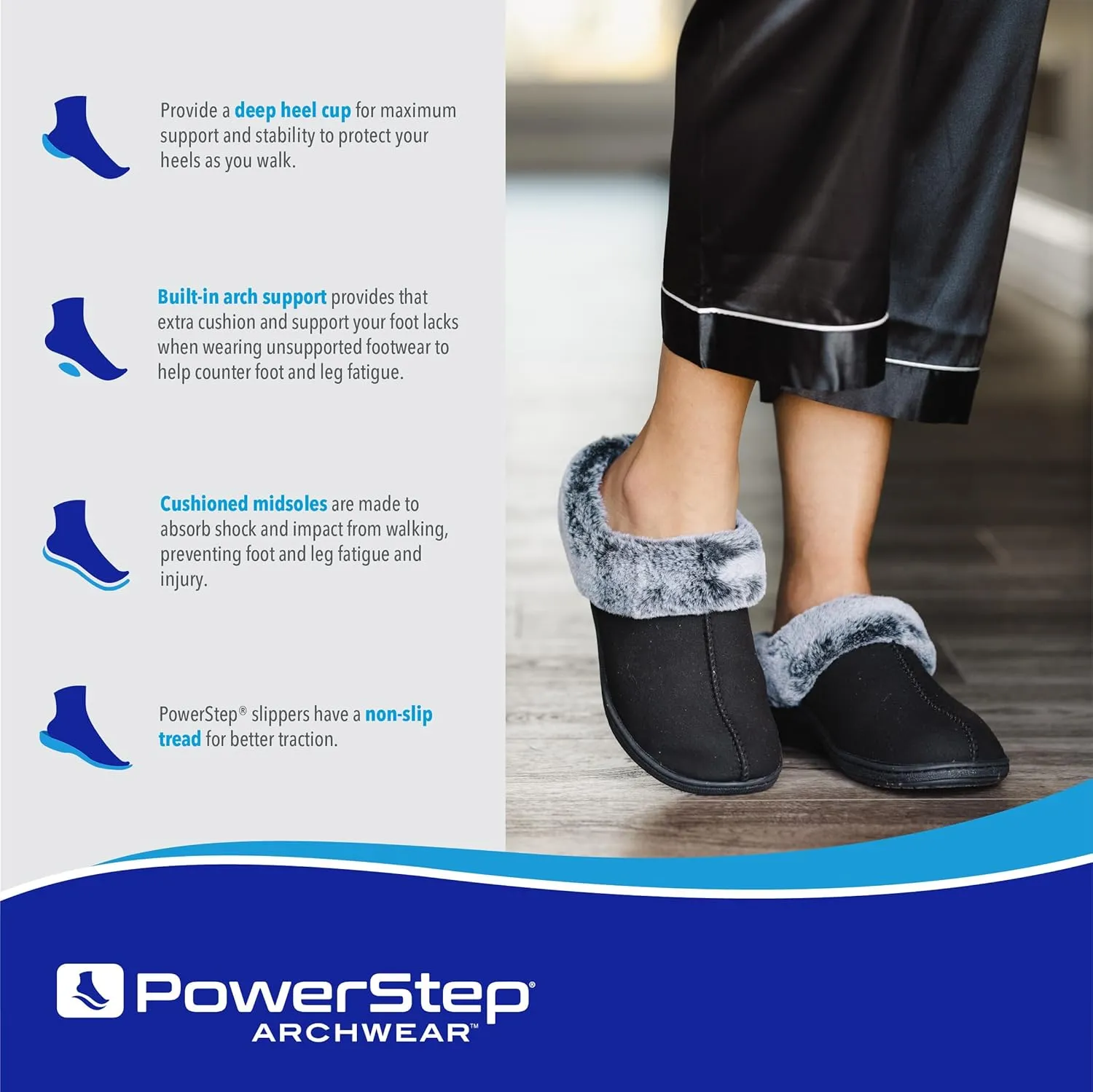 PowerStep Women's 2022 Archwear, House Shoes, Orthotic Slippers with Arch Support, Factory, 11