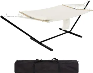 Premium 2-Person Hammock Set with Quick-Lock Steel Stand – Commercial-Grade Outdoor Lounger for Patio, Camping & Backyard (500lb Capacity   Waterproof Carry Bag),Gray (Concave)