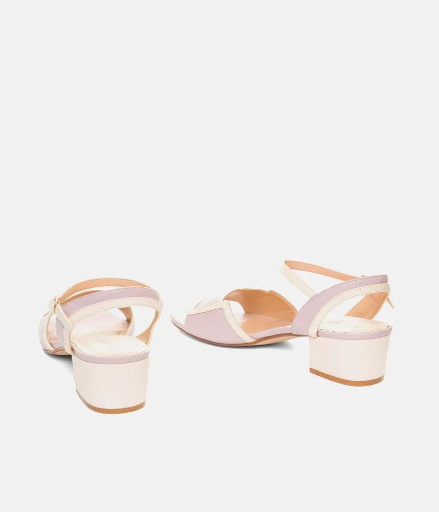 Pretty Lilac/Cream Block Heel Sandals