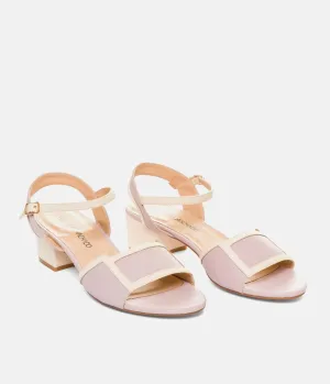 Pretty Lilac/Cream Block Heel Sandals