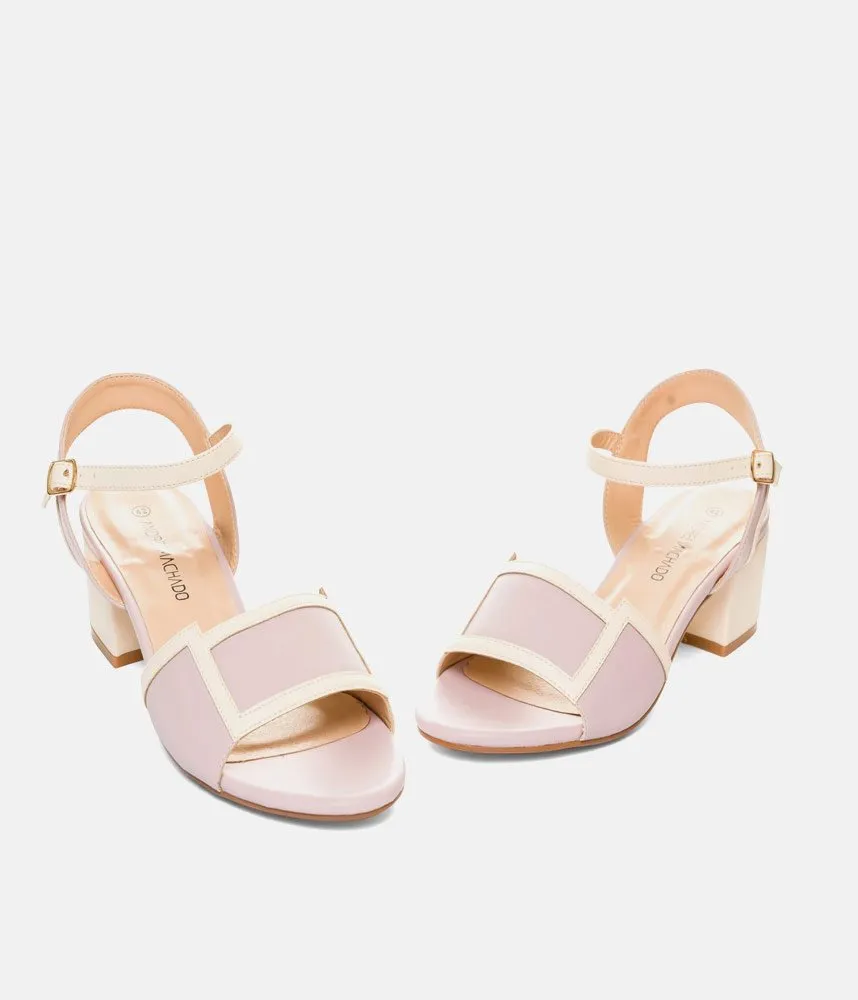 Pretty Lilac/Cream Block Heel Sandals