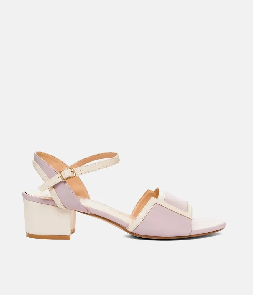 Pretty Lilac/Cream Block Heel Sandals
