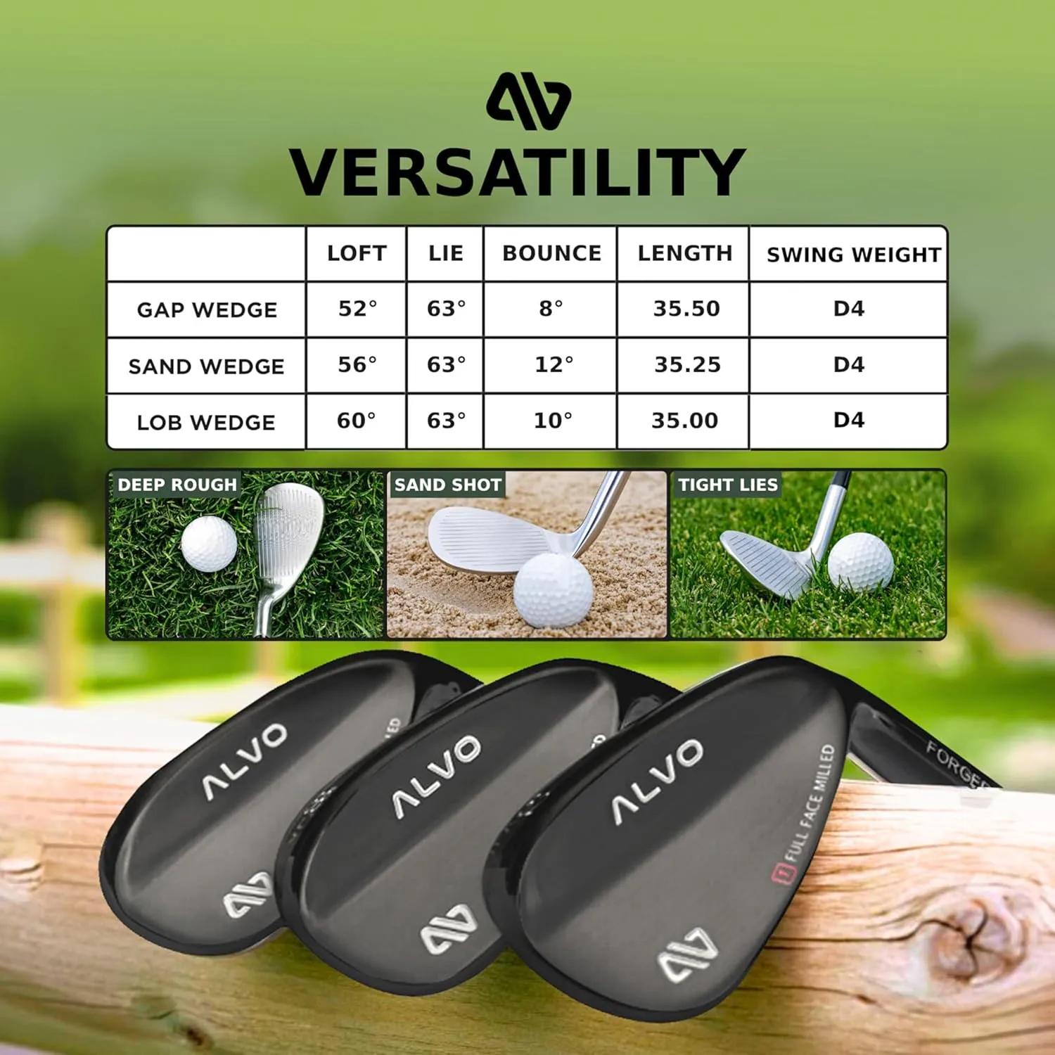 Pro Full Face Golf Wedges for Men, 52/56/60 Degree - Right Hand CNC Milled Spin Wedges with Precision, Forgiveness - Pitching Wedge, Gap Wedge, Sand Wedge, Lob Wedge, wedge set - Set/Singles