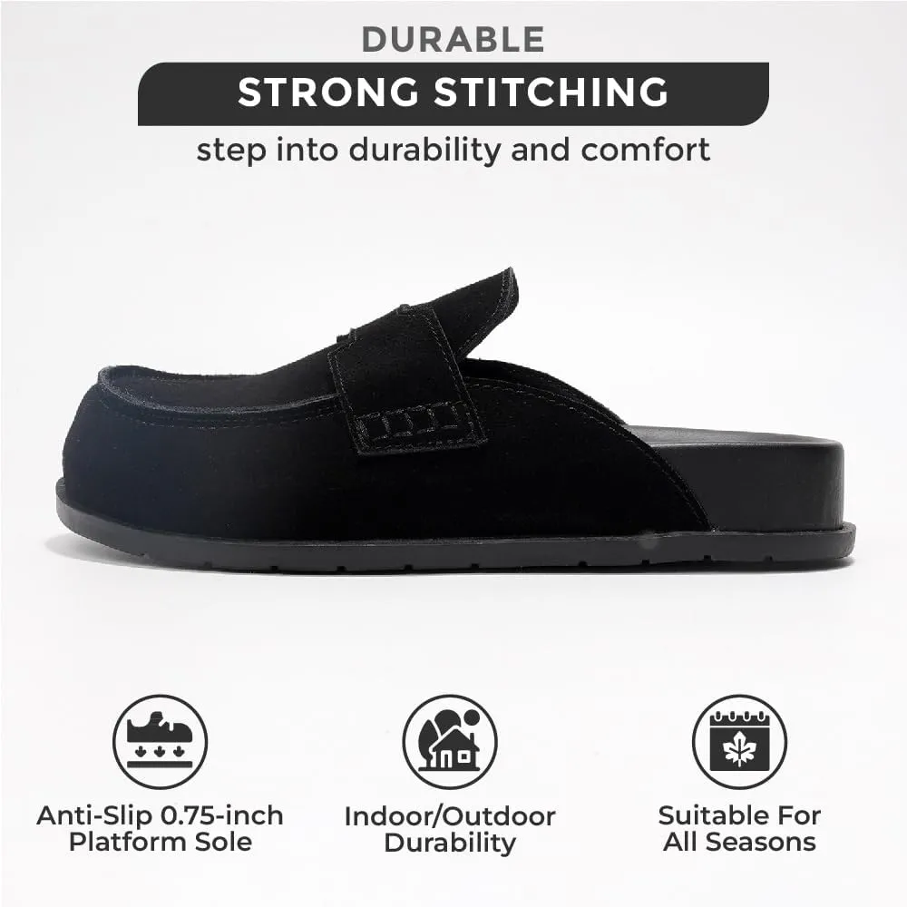 Project Cloud Genuine Suede Womens Clog - Memory Foam Arch Support Non-Slip Sole Mules & Clogs for Women Footwear - Platform Winter Shoes (Foamy)