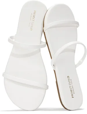 Project Cloud Sandals Women - Memory Foam Flip Flops for Women - Vegan Leather Summer Sandals - Lightweight Slip On Beach Essentials Slides (Transition)
