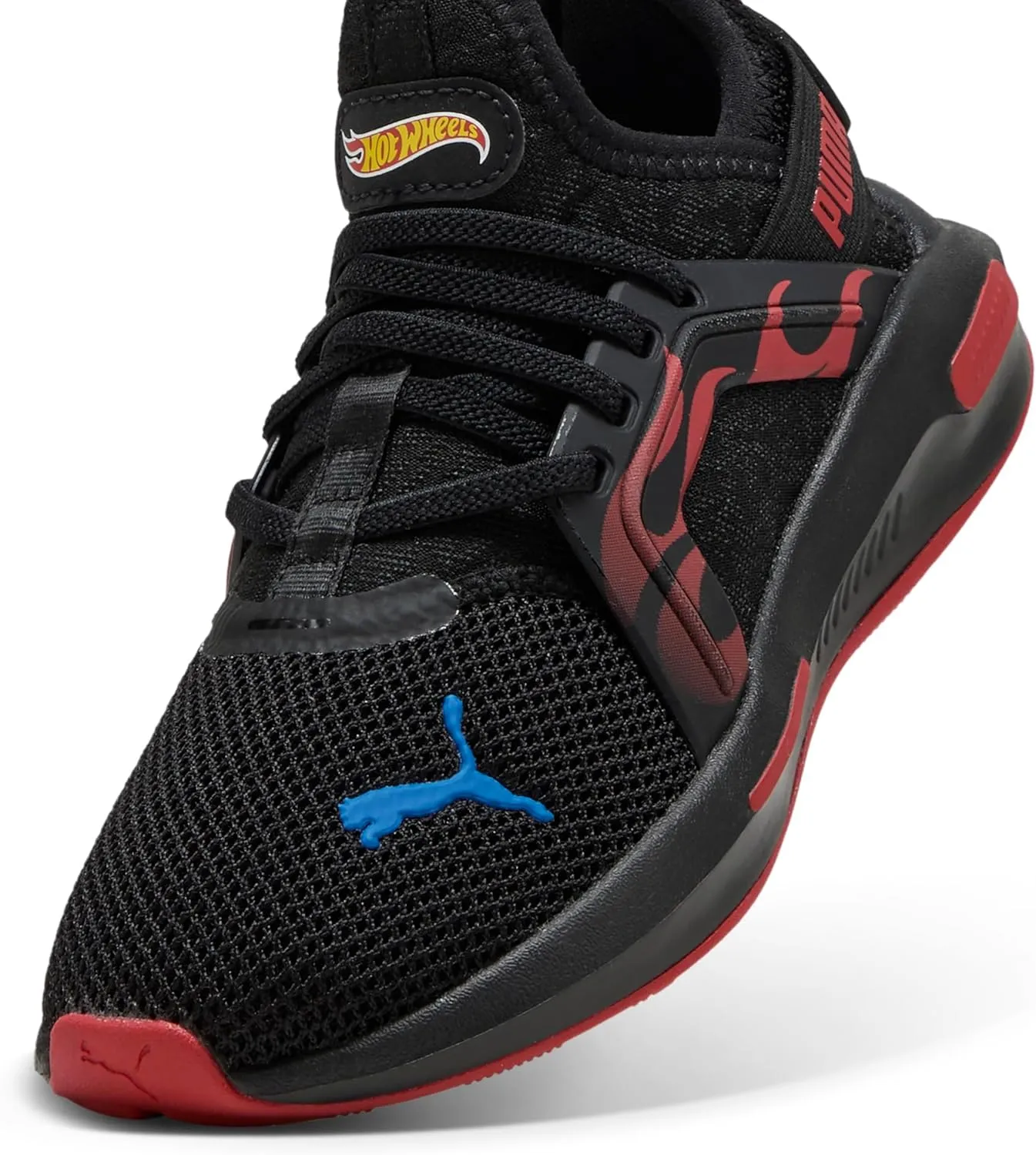 PUMA Softride Enzo Sneaker, Black-Red Fire, 6 US Unisex Big Kid