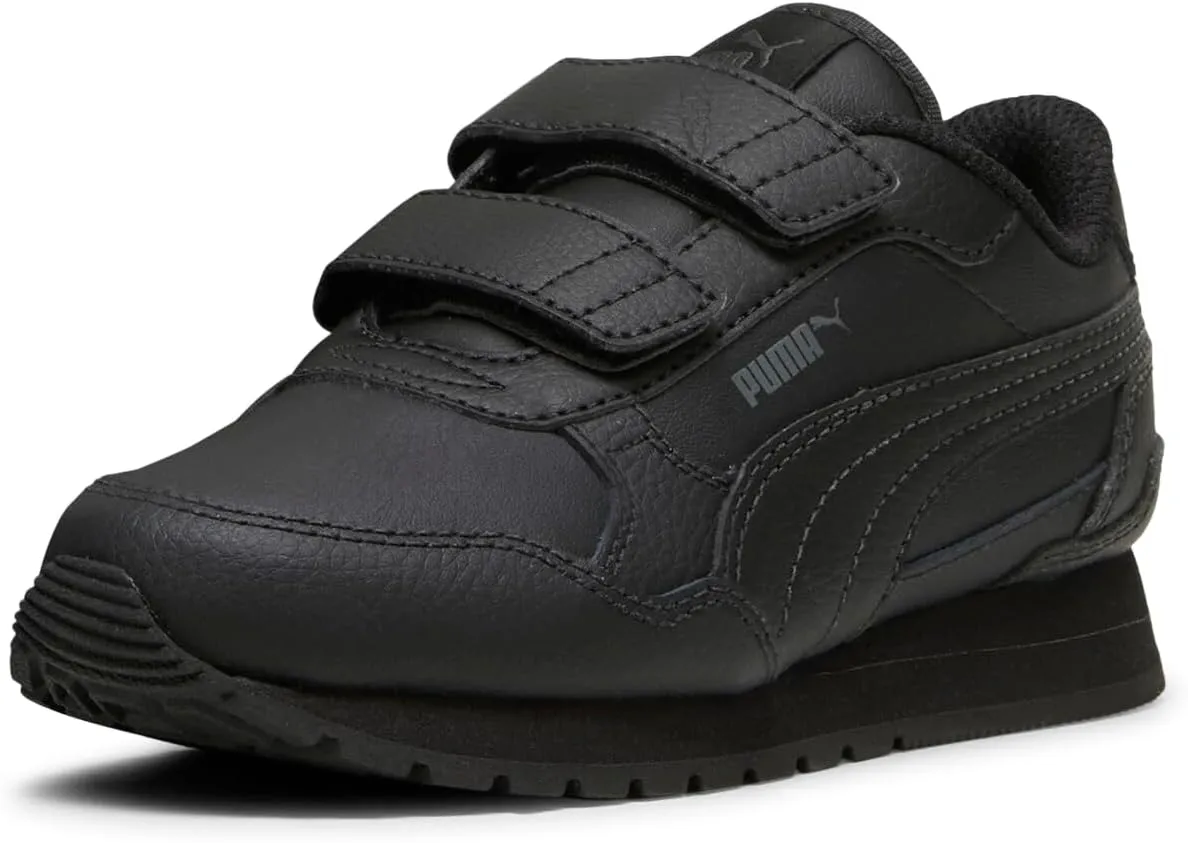 PUMA ST Runner Hook and Loop Sneaker, Black-Shadow Gray, 2 US Unisex Little Kid