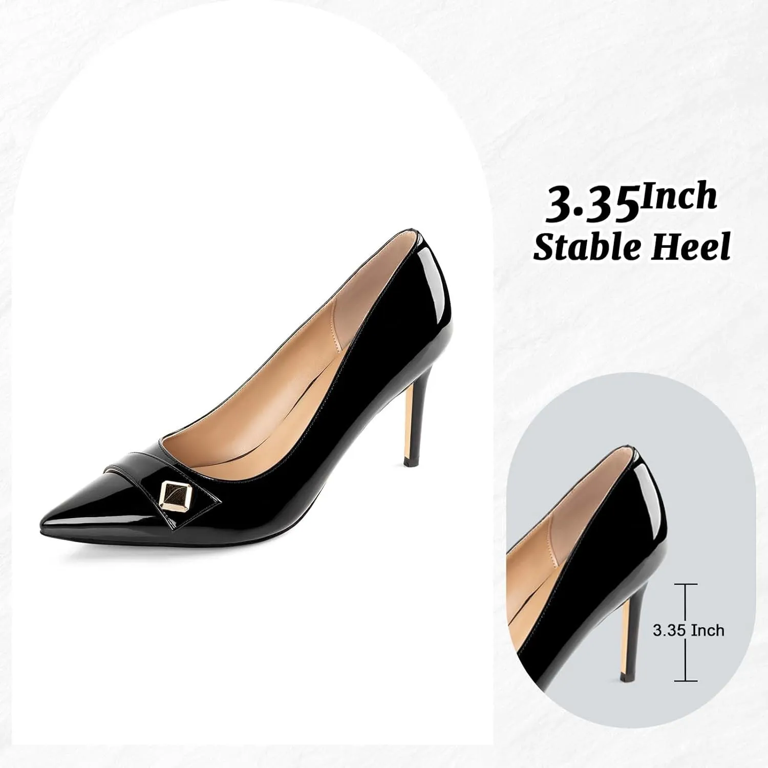 Pumps Shoes Women Stiletto High Heels Pointed Closed Toe Work Heel Elegant Shoe for Womens Dressy Wedding Business Classic Basic