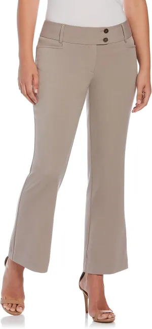 Rafaella Women's 27” Petite Curvy Fit Short Length Boot Cut Pants, Slimming Panel, Stretch Gabardine, Functional Pockets