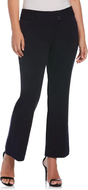 Rafaella Women's 27” Petite Curvy Fit Short Length Boot Cut Pants, Slimming Panel, Stretch Gabardine, Functional Pockets