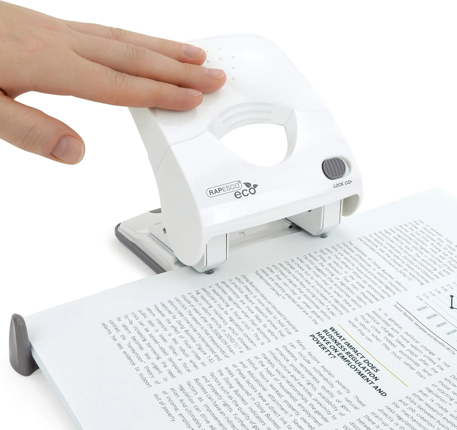 Rapesco 1526 ECO X5-40ps Less Effort 2 Hole Punch, 40 Sheet Capacity, Soft White