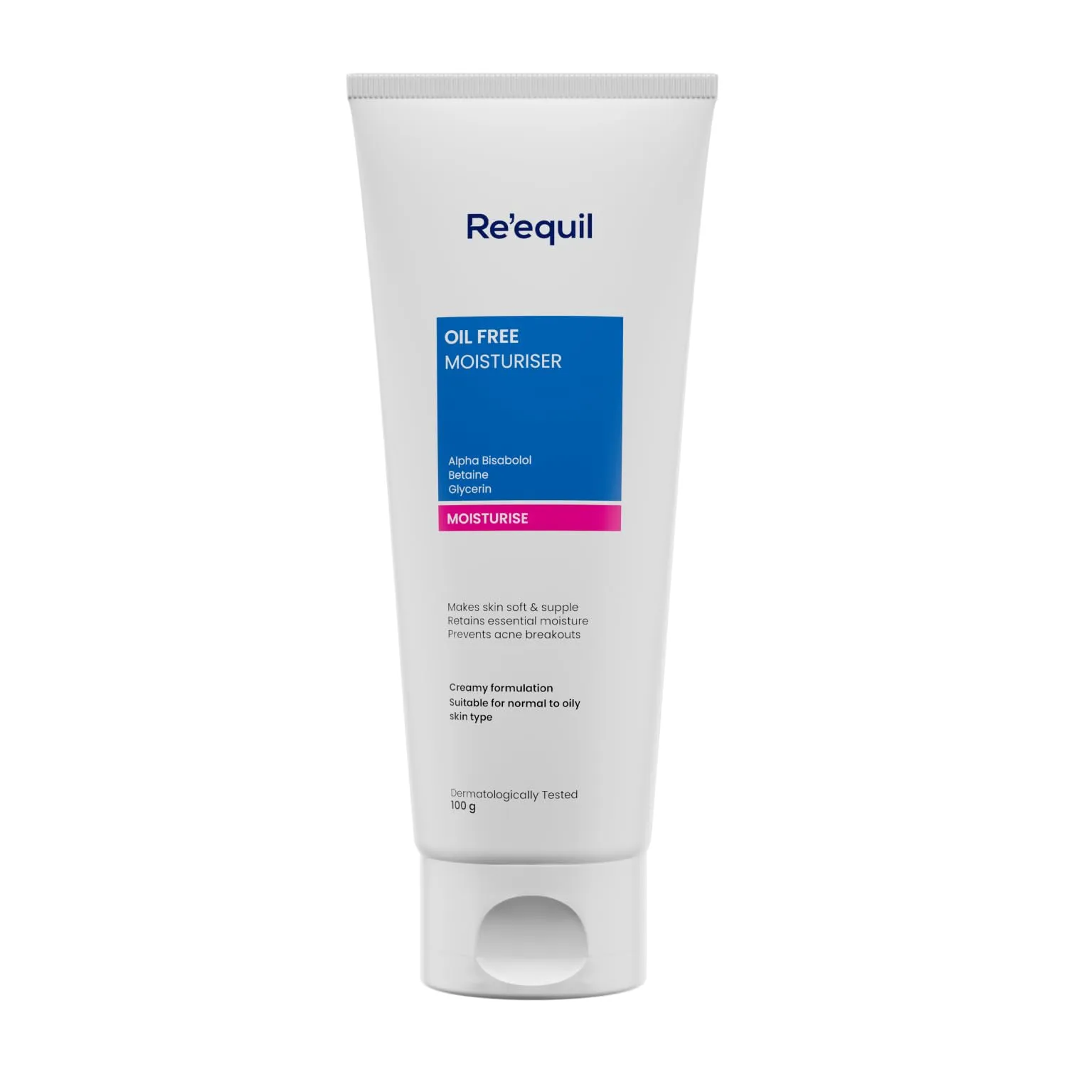 RE' EQUIL Oil Free Moisturiser Lightweight Moisturizer For Face Retains Essential Moisture Prevents Acne Breakouts Suitable For Normal, Oily Combination Skin 100G