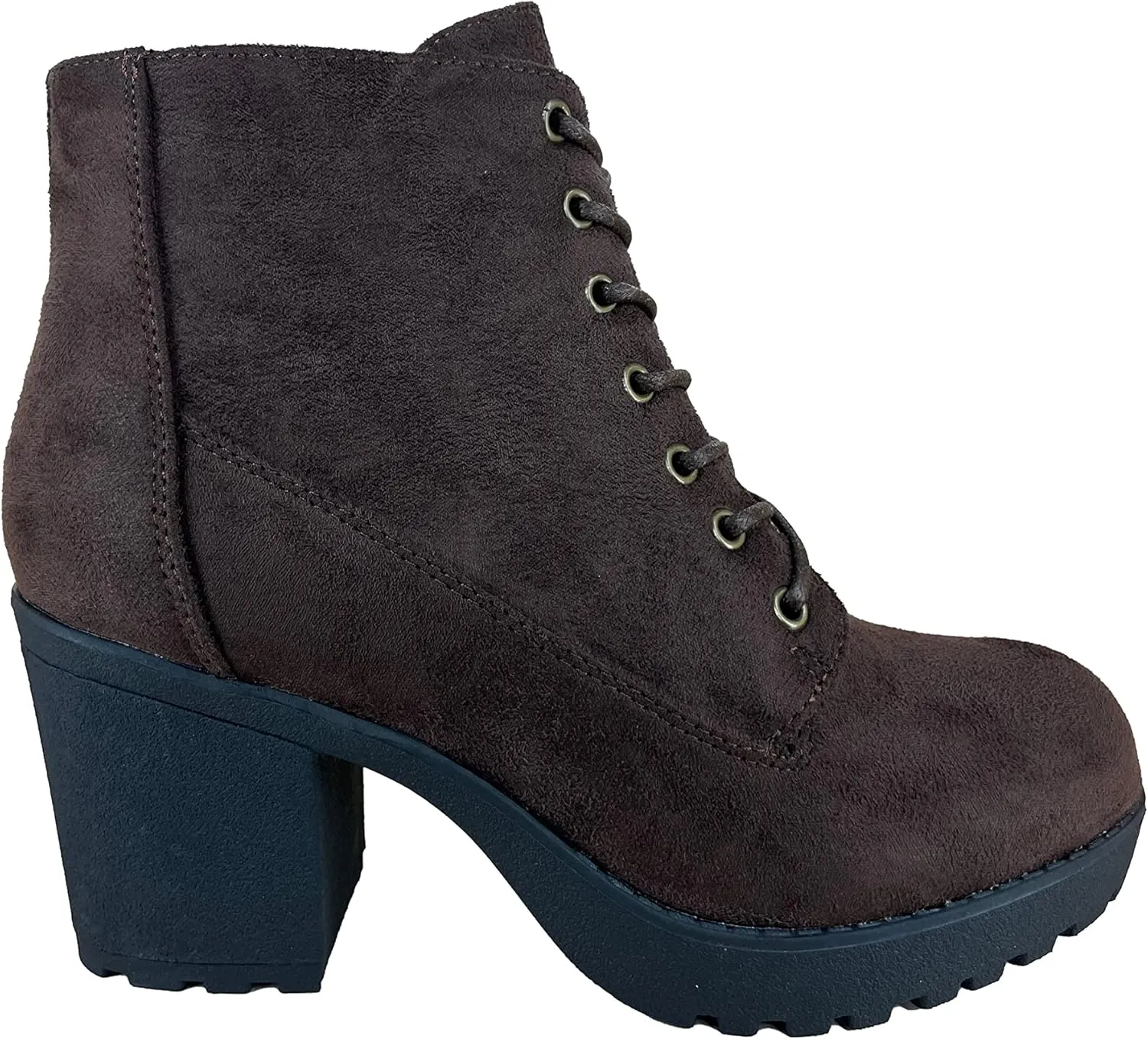 REVOL Women's Melanie Second Chunky Heeled Lace Up Ankle Bootie Combat Boot