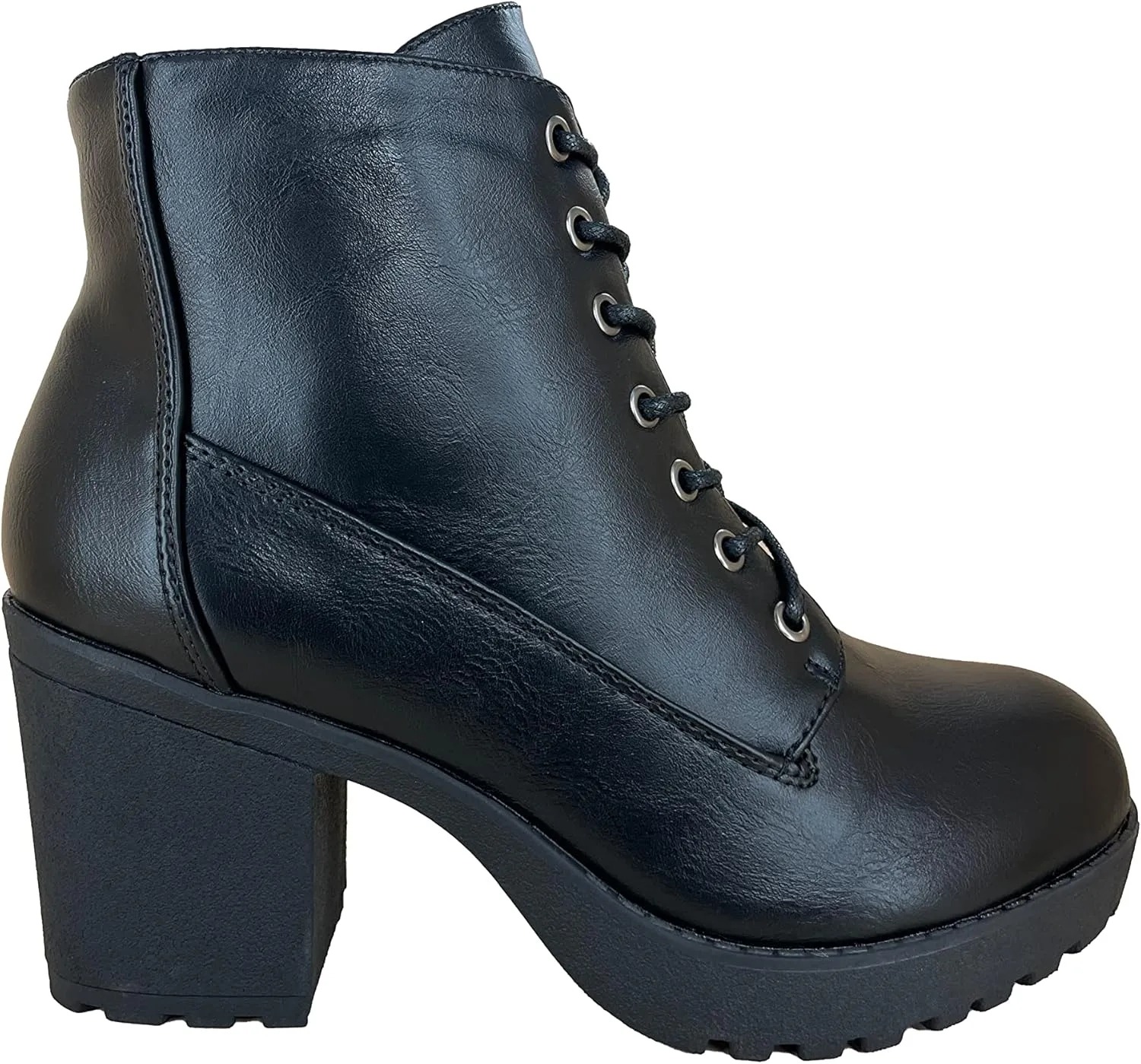 REVOL Women's Melanie Second Chunky Heeled Lace Up Ankle Bootie Combat Boot