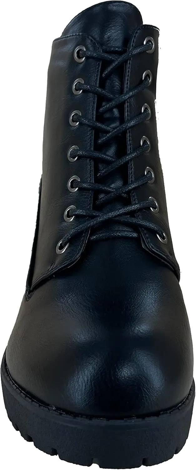 REVOL Women's Melanie Second Chunky Heeled Lace Up Ankle Bootie Combat Boot