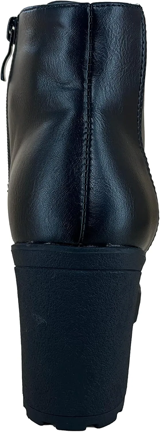 REVOL Women's Melanie Second Chunky Heeled Lace Up Ankle Bootie Combat Boot